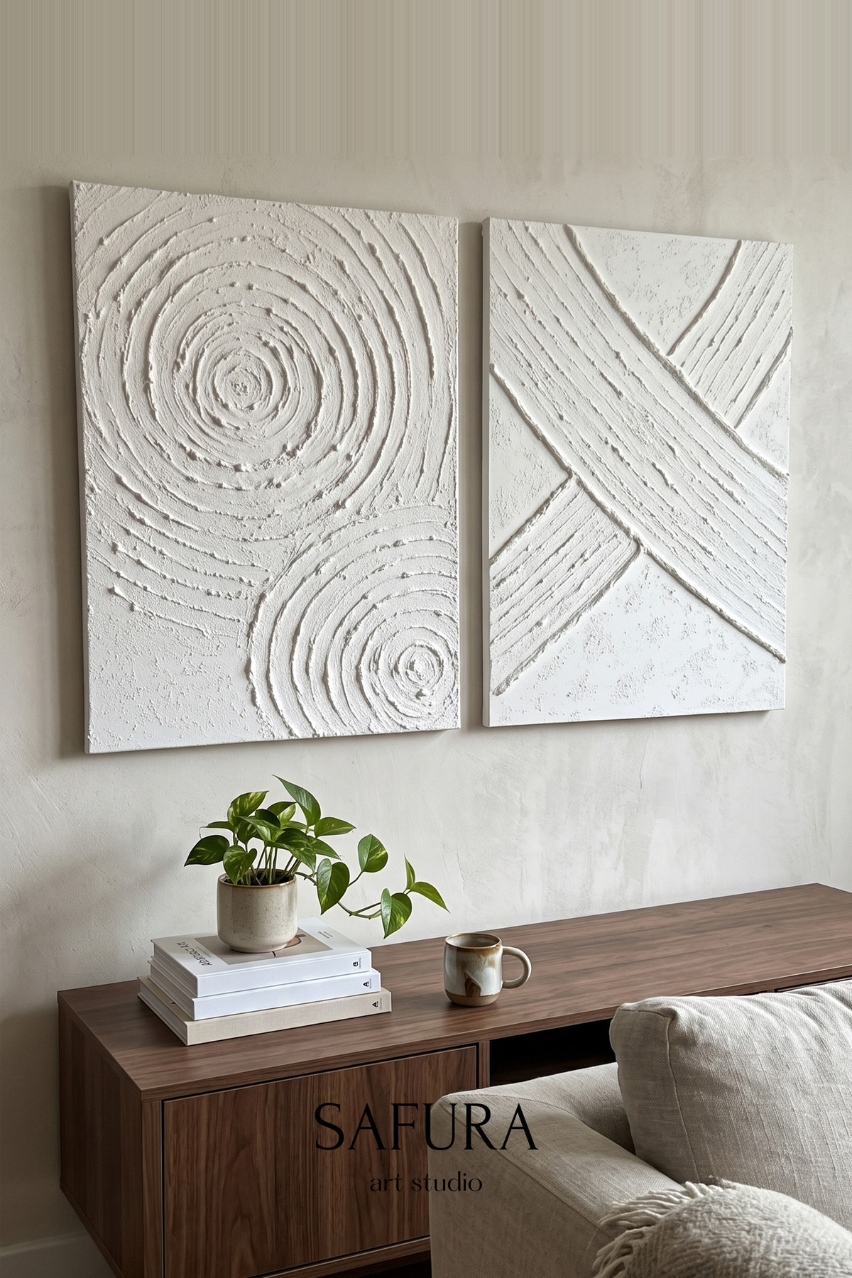 Handcrafted 3D Plaster Textured Wall Art Balance